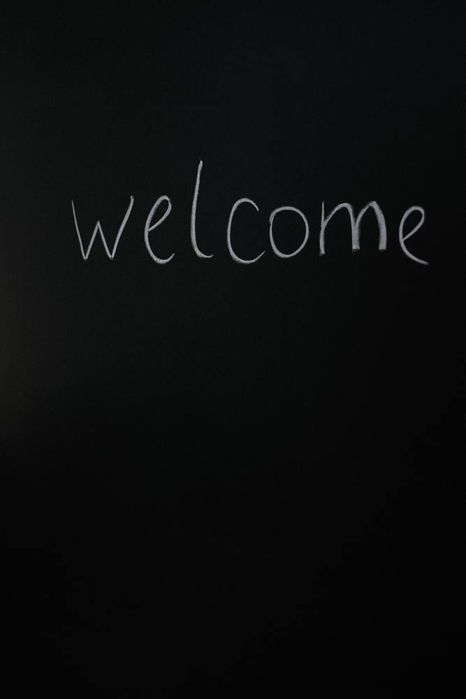 Chalkboard with the word welcome