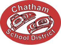 Red chatham school district logo with two native eagle heads